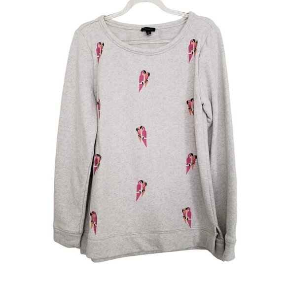 Talbots Embroidered Parrots Sweatshirt Tropical Birds Pullover Womens Size Small - Picture 1 of 9